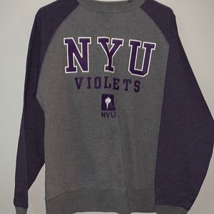 Grey and purple NYU pullover crew neck